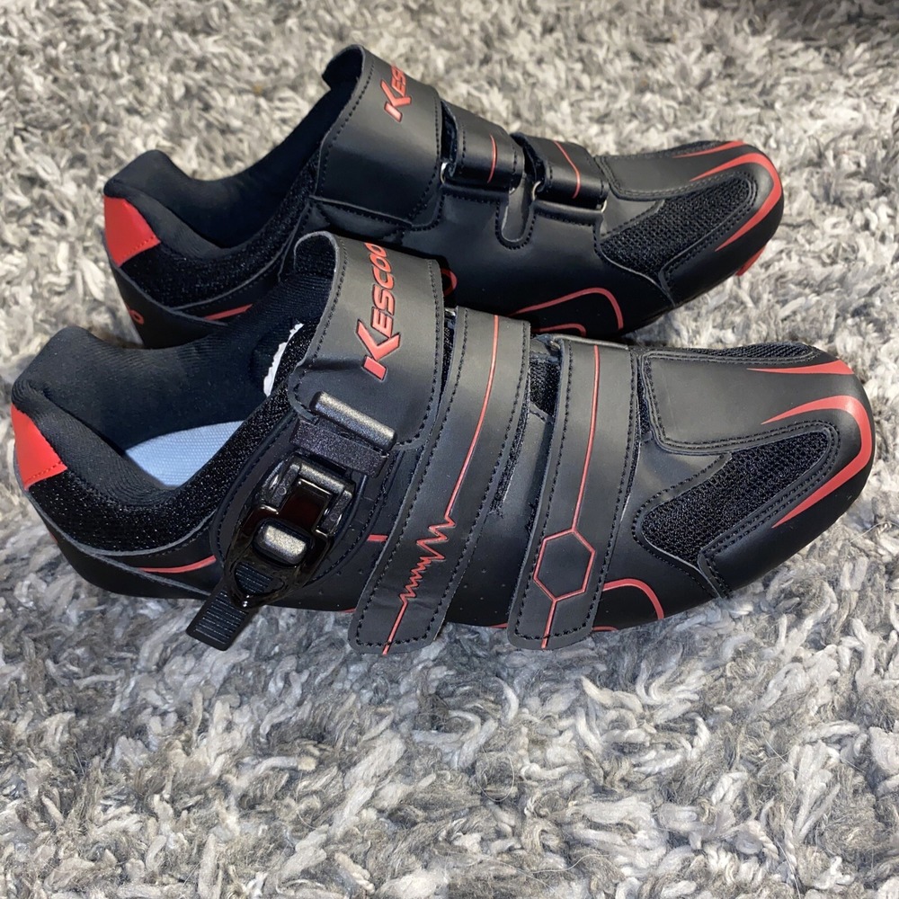 Kescoo Unisex Cycling Shoes, Black/Red, EURO 41, Mens‎ 7.5, Womens 9.5
